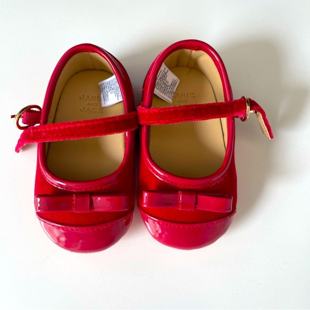 Janie and Jack red baby girl shoes
